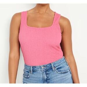 Old Navy Pink Zinnia Square Neck Textured Tank Top NEW Womens XL Sleeveless